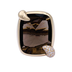 Bague POMELLATO "Ritratto" en or rose, quartz fumé et diamants - Castafiore