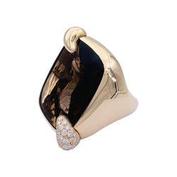 Bague POMELLATO "Ritratto" en or rose, quartz fumé et diamants - Castafiore