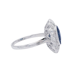 Bague Pompadour, or blanc, platine, saphir et diamants - Castafiore