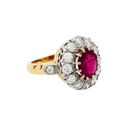 Bague Pompadour or jaune et platine, rubis Birman, diamants - Castafiore