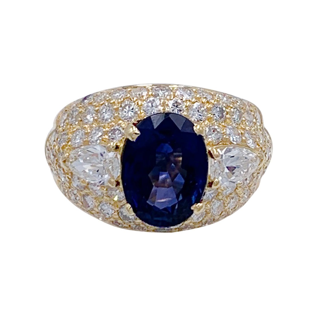 Bague saphir, or jaune et diamants - Castafiore