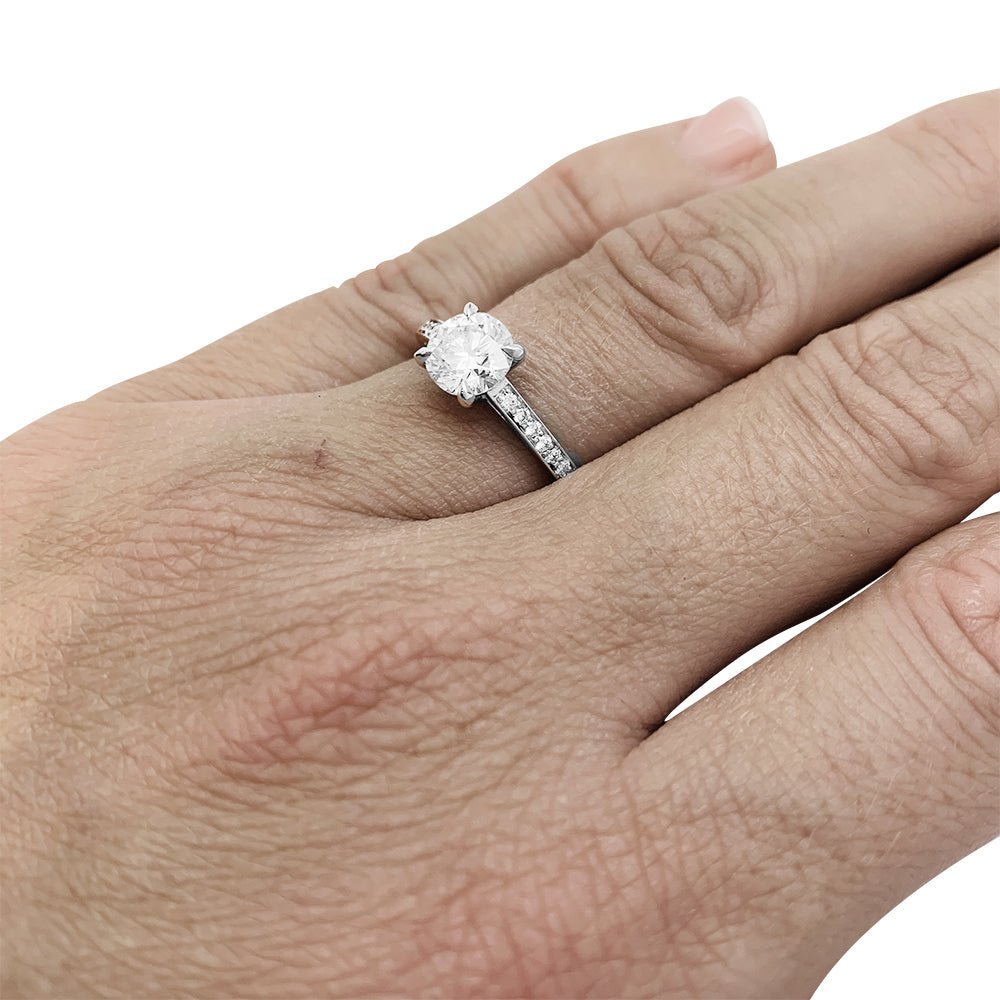 Bague Solitaire accompagné en platine - Castafiore