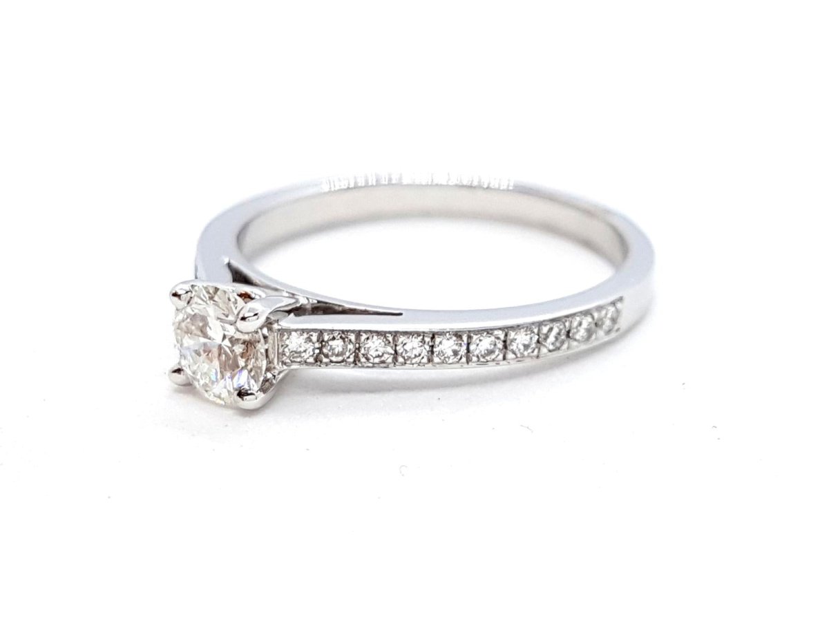 Bague Solitaire Or blanc Diamant - Castafiore
