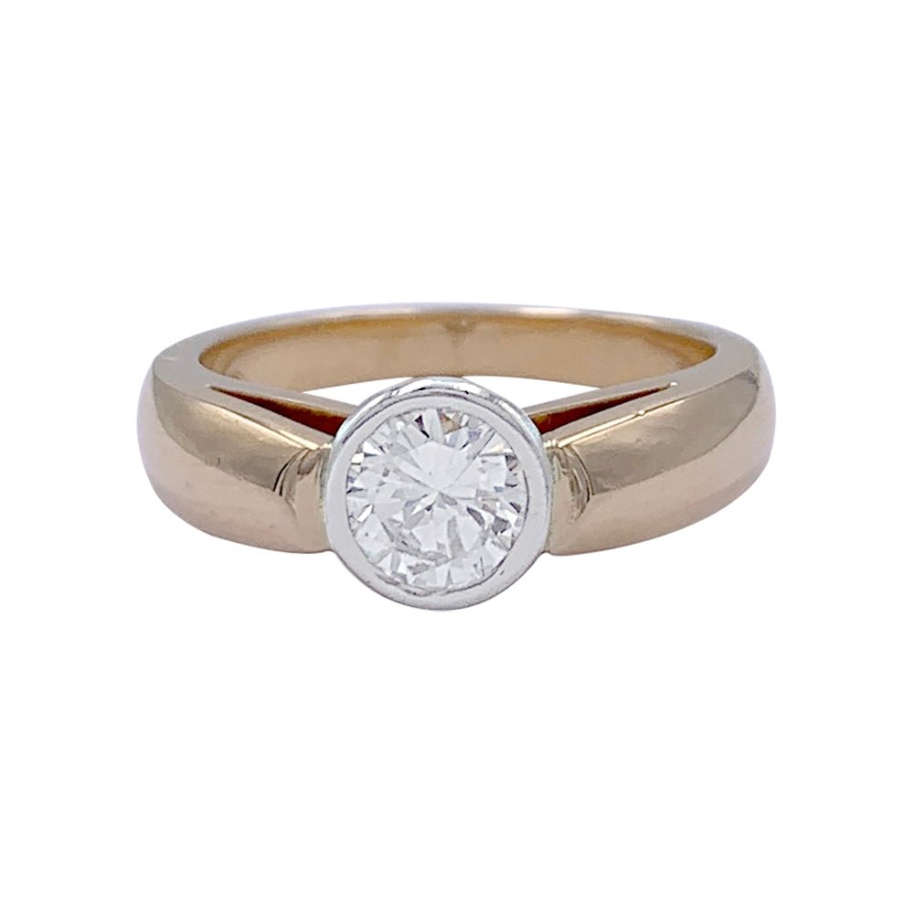 Bague solitaire or jaune, platine - Castafiore