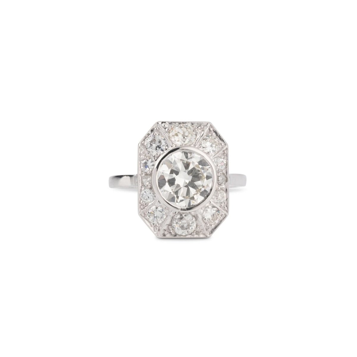 Bague style Art Déco en platine et diamant - Castafiore