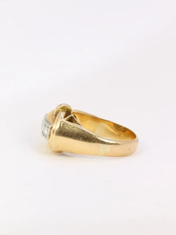 Bague tank Art-Déco en or jaune et diamants - Castafiore