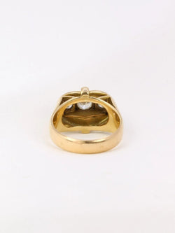 Bague tank Art-Déco en or jaune et diamants - Castafiore