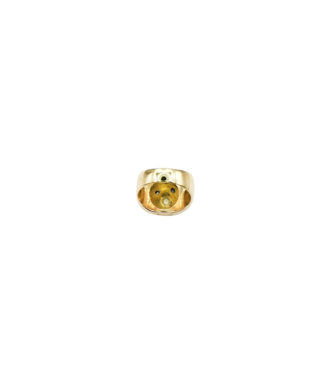 Bague Tank dôme étoilé en or jaune, diamants et saphirs - Castafiore