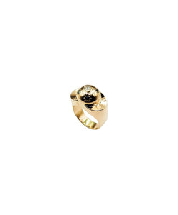 Bague Tank dôme étoilé en or jaune, diamants et saphirs - Castafiore