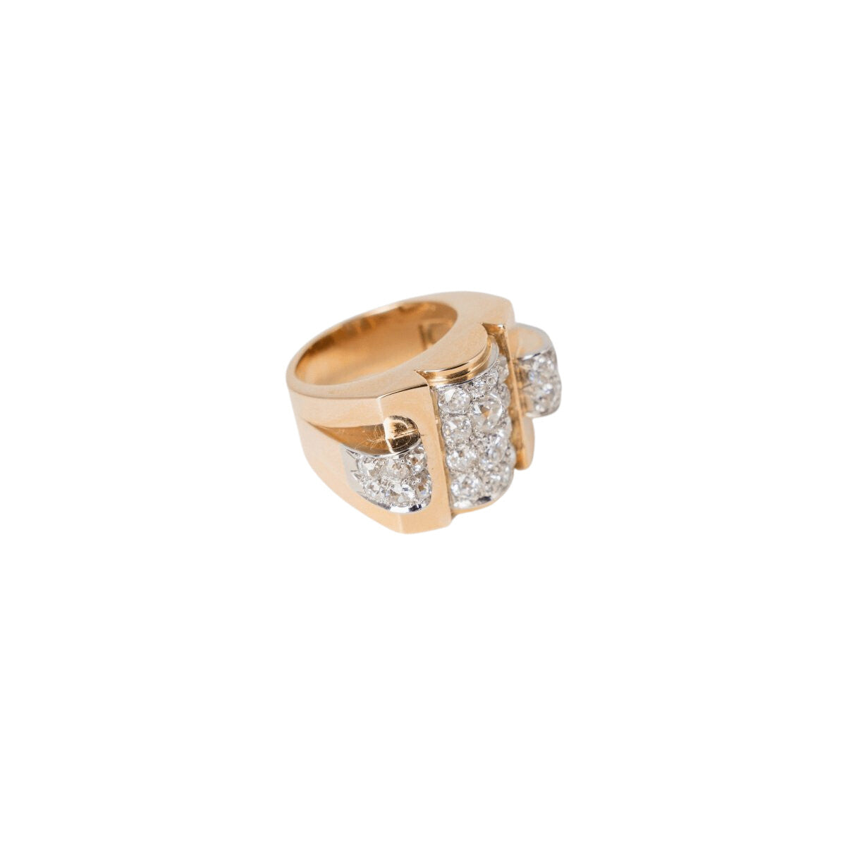 Bague "Tank" en or jaune et diamants - Castafiore