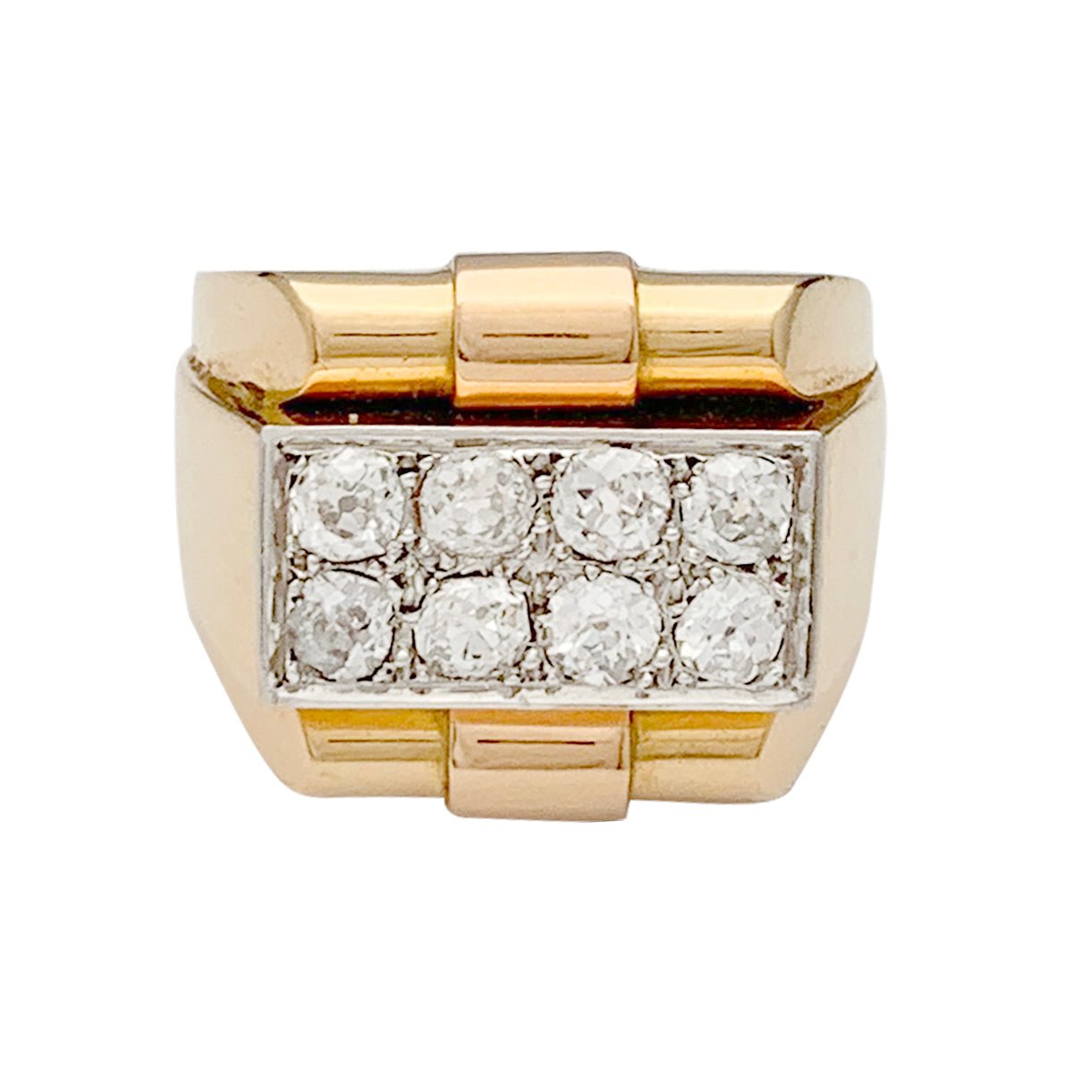 Bague Tank en or rose, platine, diamants - Castafiore