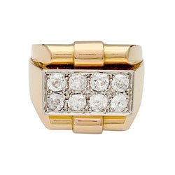Bague Tank en or rose, platine, diamants - Castafiore