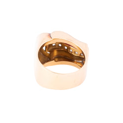 Bague tank en or rose,diamant et rubis de synthèses - Castafiore