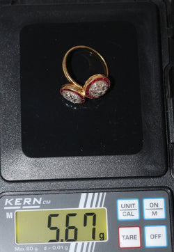 Bague Toi Et Moi Art Déco rubis & diamants - Castafiore