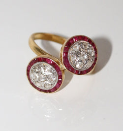 Bague Toi Et Moi Art Déco rubis & diamants - Castafiore