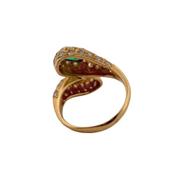 Bague Toi et moi en or jaune, émeraude et diamants - Castafiore