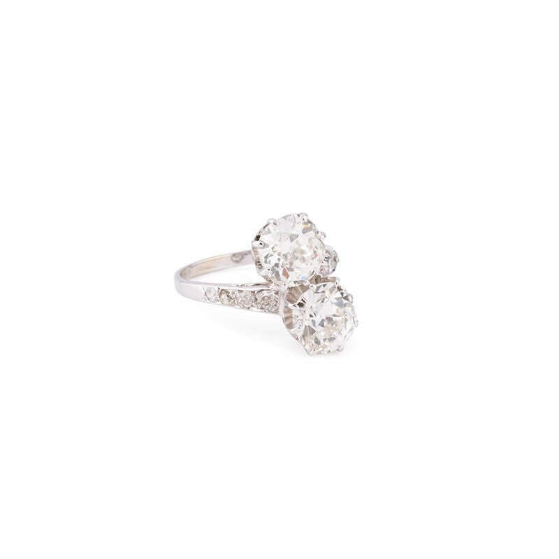 Bague Toi et Moi en platine, or blanc et diamants - Castafiore
