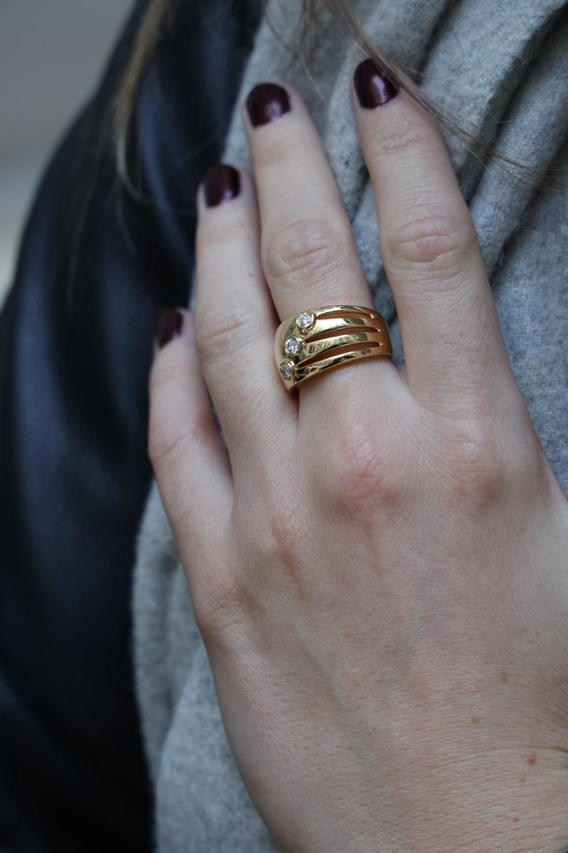 Bague Trilogie Or jaune Diamant - Castafiore