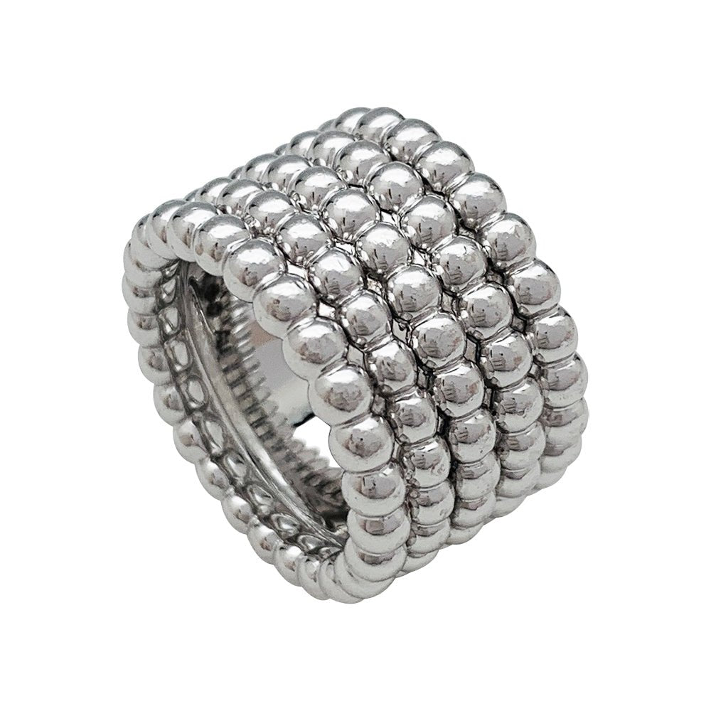 Bague VAN CLEEF & ARPELS "Perlée" en or blanc - Castafiore