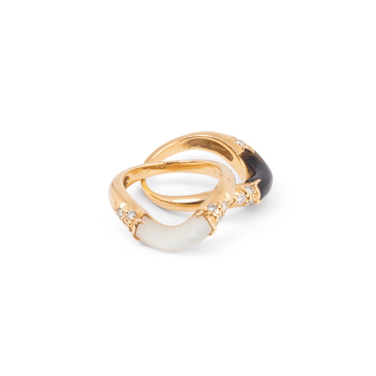 Bagues duo CARTIER en or jaune, nacre ou onyx et diamants - Castafiore