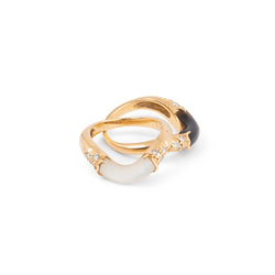 Bagues duo CARTIER en or jaune, nacre ou onyx et diamants - Castafiore