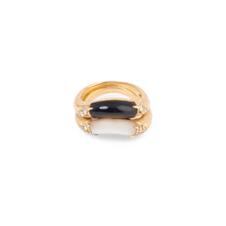 Bagues duo CARTIER en or jaune, nacre ou onyx et diamants - Castafiore