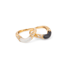 Bagues duo CARTIER en or jaune, nacre ou onyx et diamants - Castafiore
