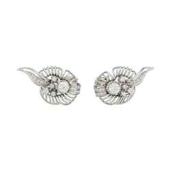 Boucle d'oreilles volutes en platine, or blanc et diamants - Castafiore