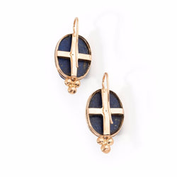 Boucles d'oreille Egyptomania en lapis lazuli et or rose - Castafiore