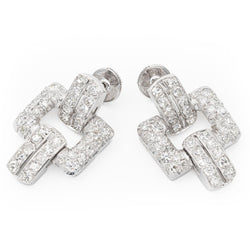 Boucles d'oreilles Alpa art déco en platine, or blanc et diamants - Castafiore