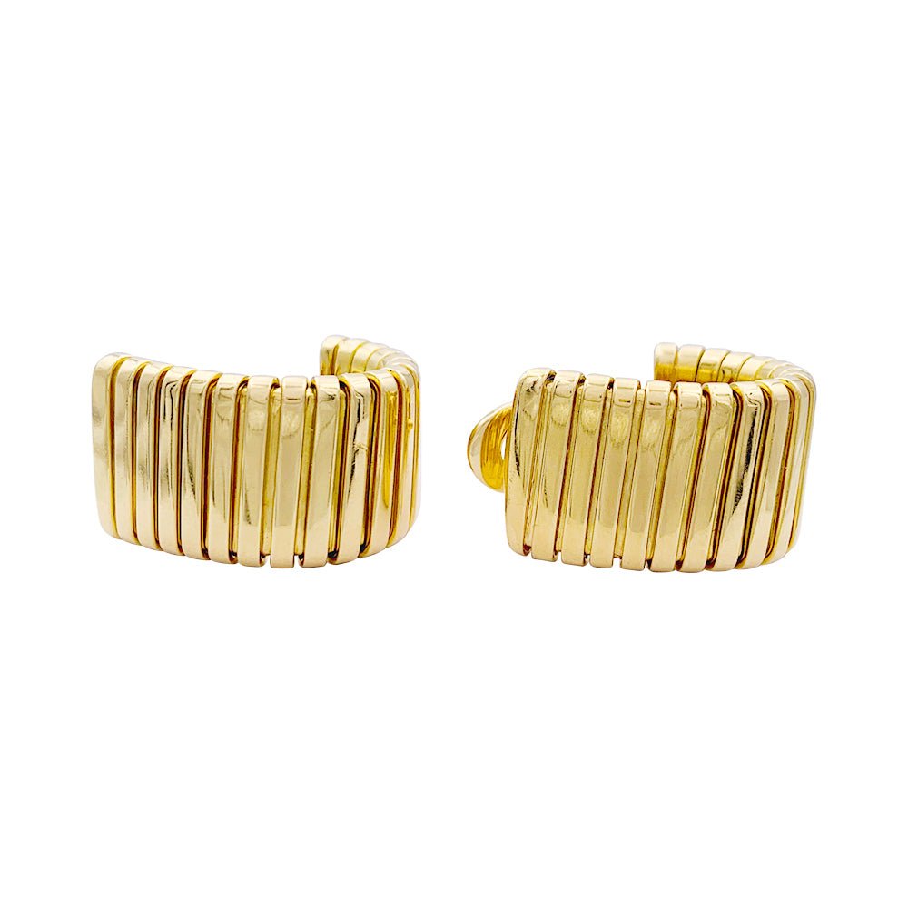Boucles d'oreilles BULGARI, "Tubogas" en or jaune. - Castafiore