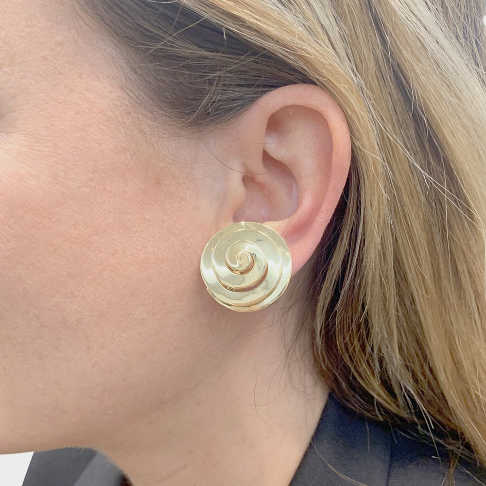 Boucles d'oreilles Clip BULGARI Tourbillon en or jaune - Castafiore