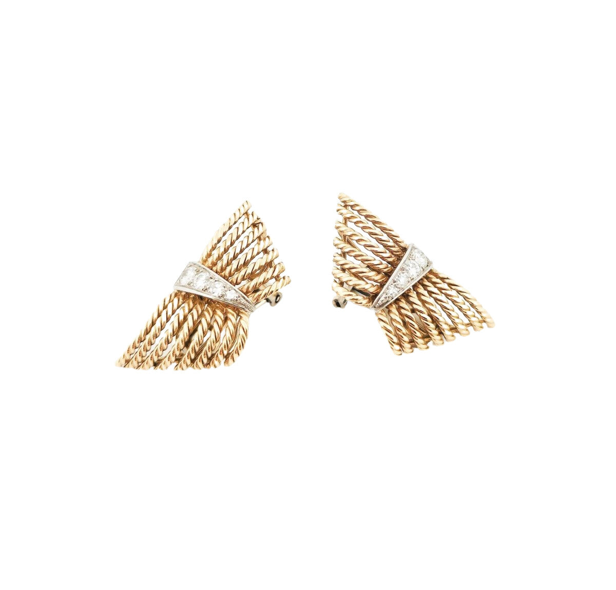 Boucles d'oreilles Clip en or jaune et diamants - Castafiore