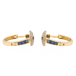 Boucles d'oreilles Créoles coeurs en or jaune, saphirs et diamants - Castafiore