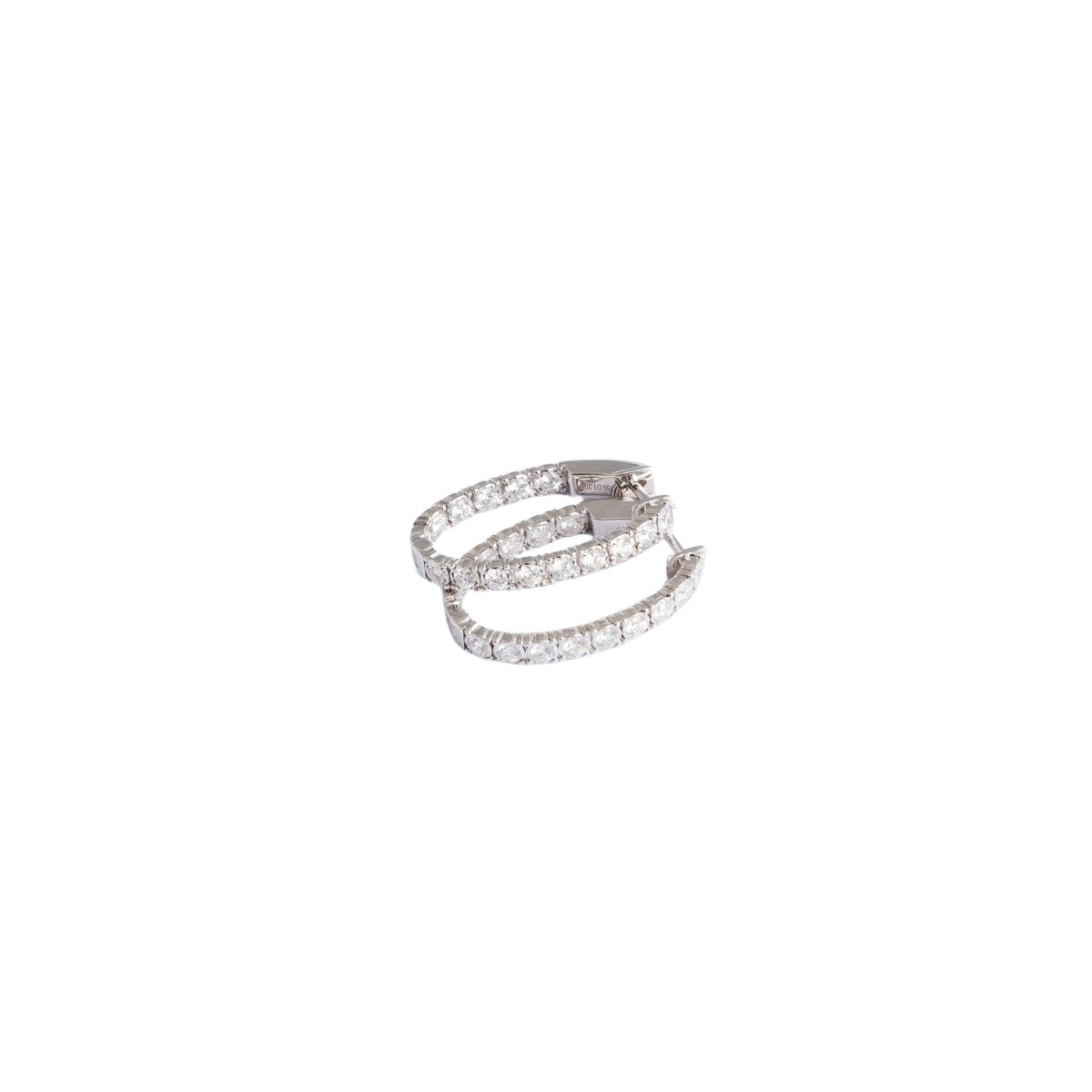 Boucles d'oreilles "Créoles" en or gris pavées de diamants - Castafiore