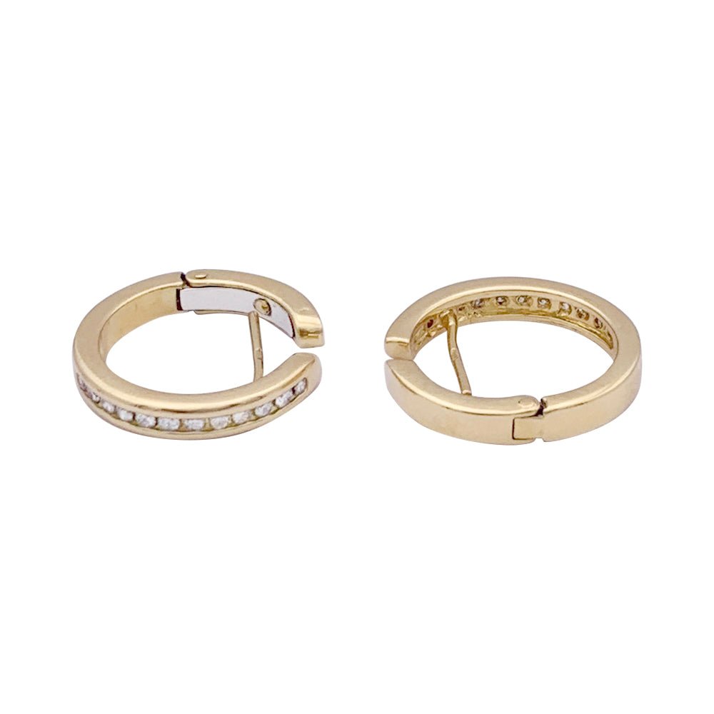 Boucles d'oreilles créoles en or jaune et diamants - Castafiore