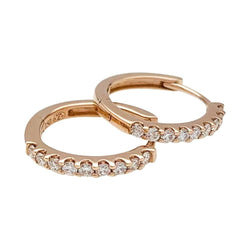 Boucles d'oreilles créoles en or rose et diamants - Castafiore