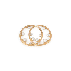 Boucles d'oreilles Créoles MIKIMOTO en or jaune et perles - Castafiore