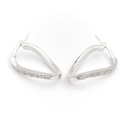 Boucles d'oreilles Créoles ondulées en or blanc et diamants - Castafiore