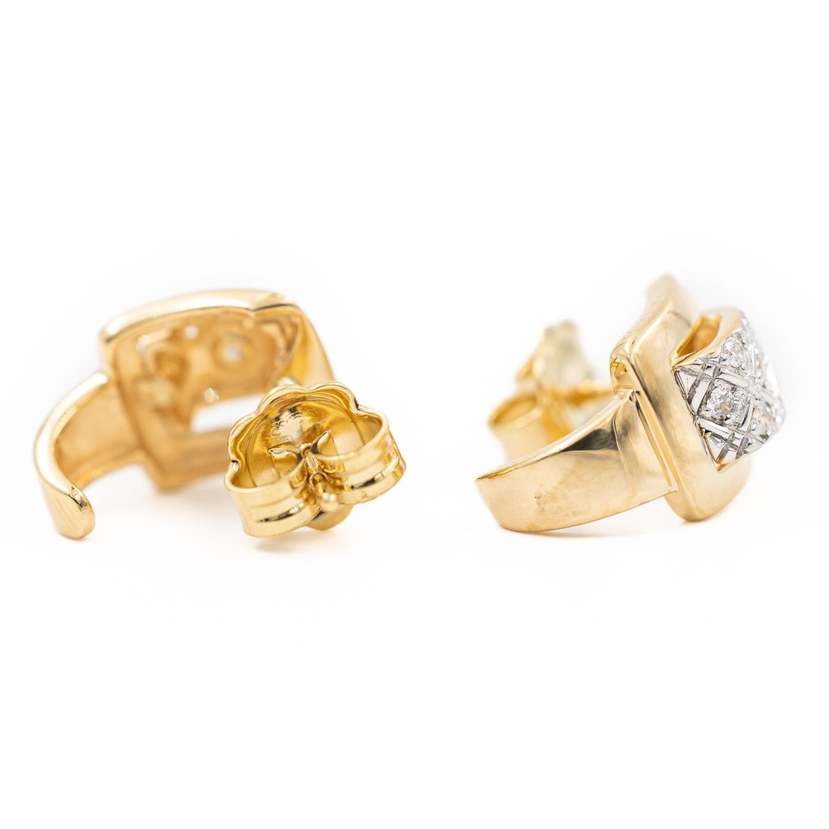 Boucles d'oreilles Demi-Créoles en 2 ors et diamants - Castafiore
