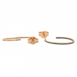 Boucles d'oreilles Demi-Créoles GINETTE NY "Ellipse Black Diamond Hoops" en or rose et diamants - Castafiore