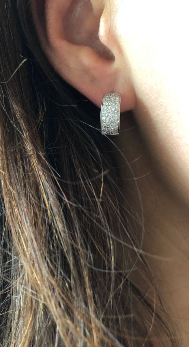 Boucles d'oreilles en demi créole en or gris et diamant - Castafiore