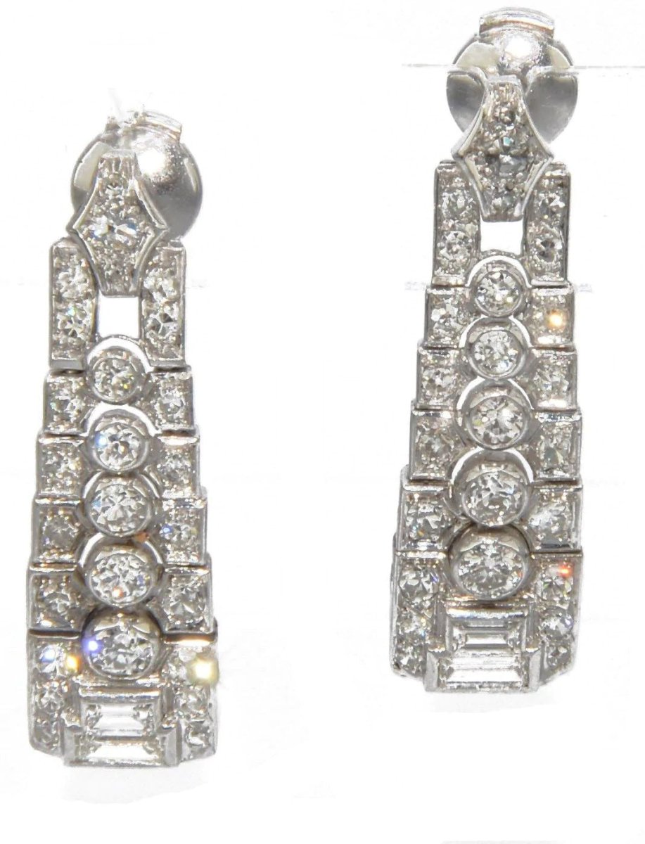 Boucles d'oreilles en platine et diamants - Castafiore