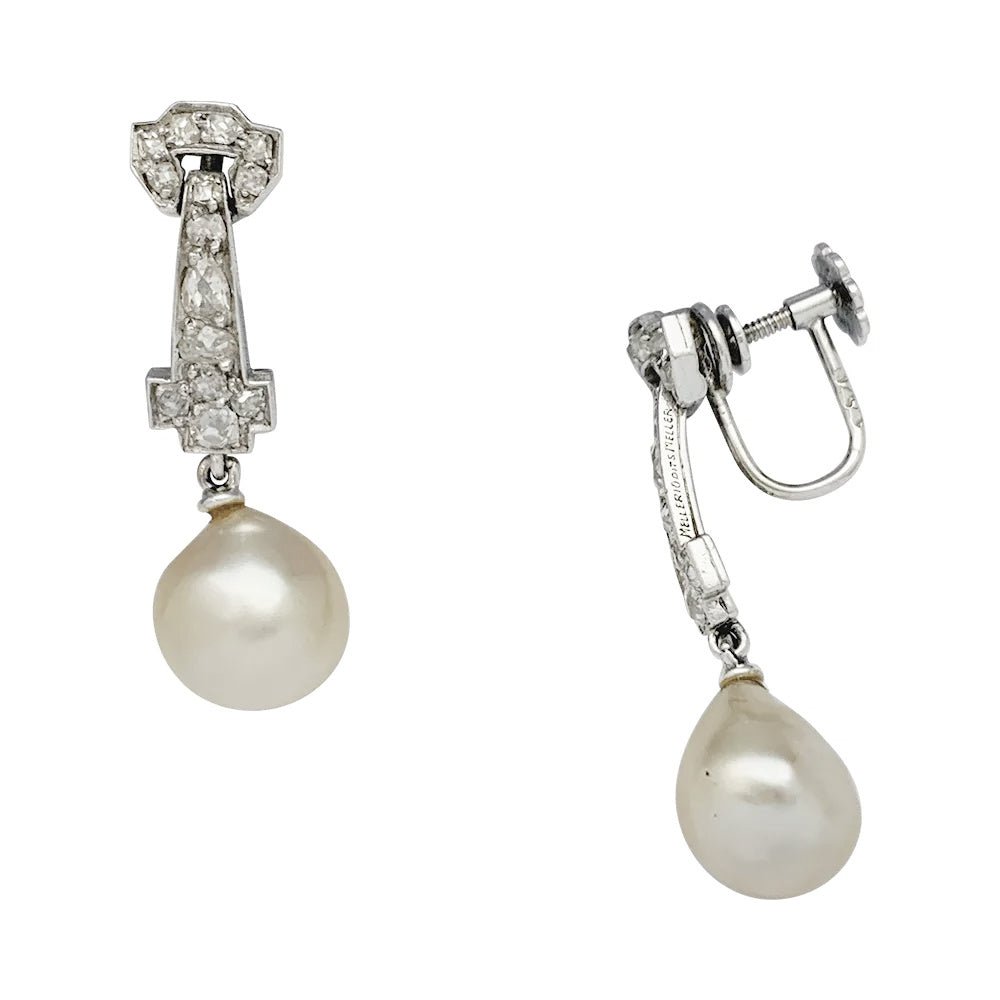 Boucles d'oreilles Mellerio dits Meller en or, platine, diamants et perles - Castafiore