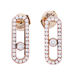 Boucles d'oreilles Messika "Move Uno Pavées", or rose, diamants. - Castafiore