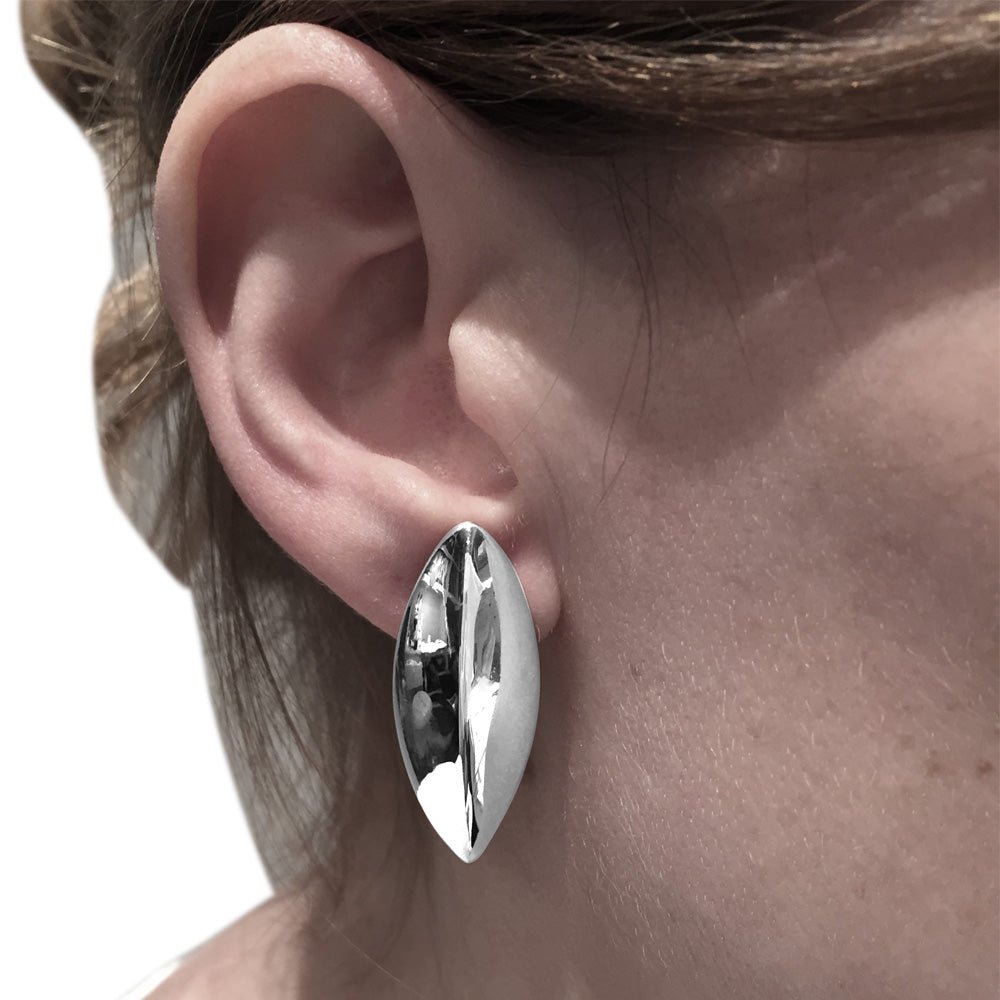 Boucles d'oreilles navette en or blanc - Castafiore