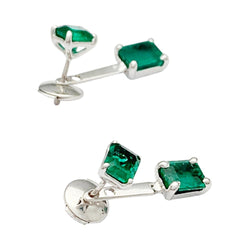 Boucles d'oreilles or blanc émeraudes - Castafiore