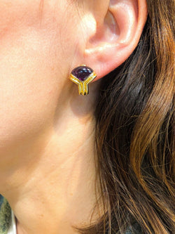 Boucles d'oreilles or jaune de la maison Bvlgari en améthyste - Castafiore