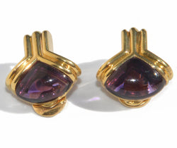 Boucles d'oreilles or jaune de la maison Bvlgari en améthyste - Castafiore