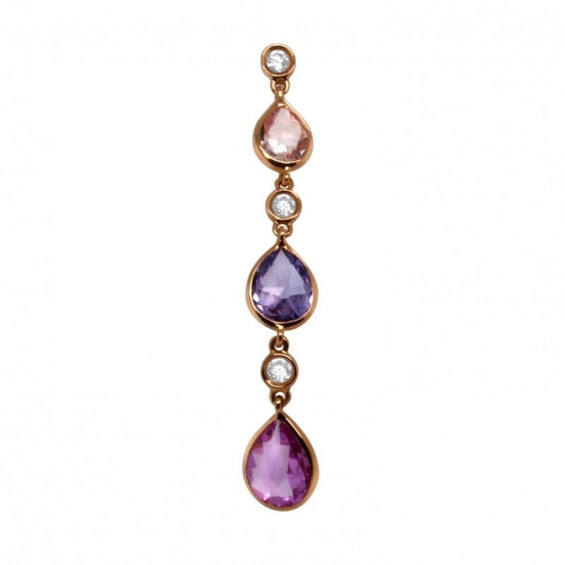 Boucles d'oreilles or rose saphirs diamants - Castafiore